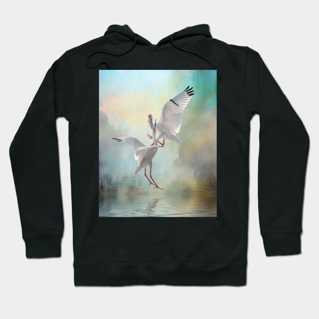 Duelling White Ibises Hoodie by Tarrby